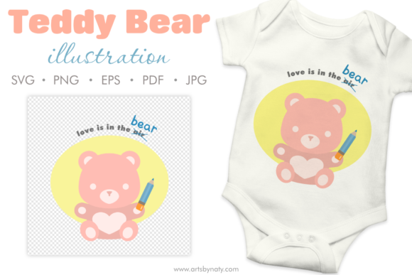Teddy Bear Cute Love Quote SVG Clipart: Graphics & Illustrations